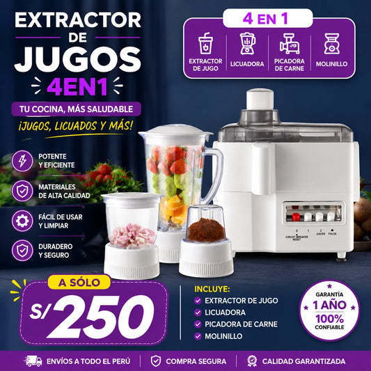 Extractor de Jugos 4en1 (Extractor, licuadora, picadora y molinillo)