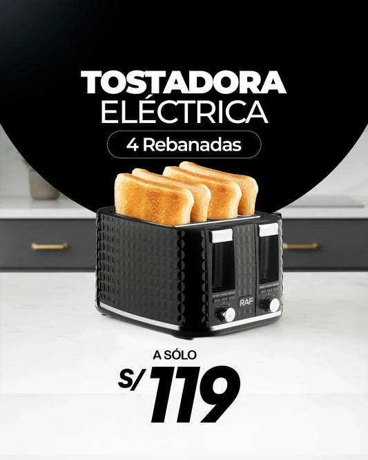 Tostadora Eléctrica de 4 Rebanadas