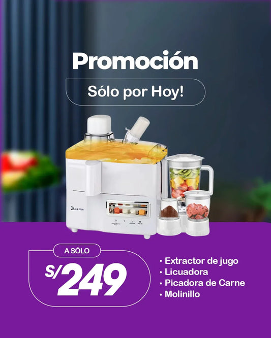 Extractor de Jugos 4en1 (Extractor, licuadora, picadora y molinillo)